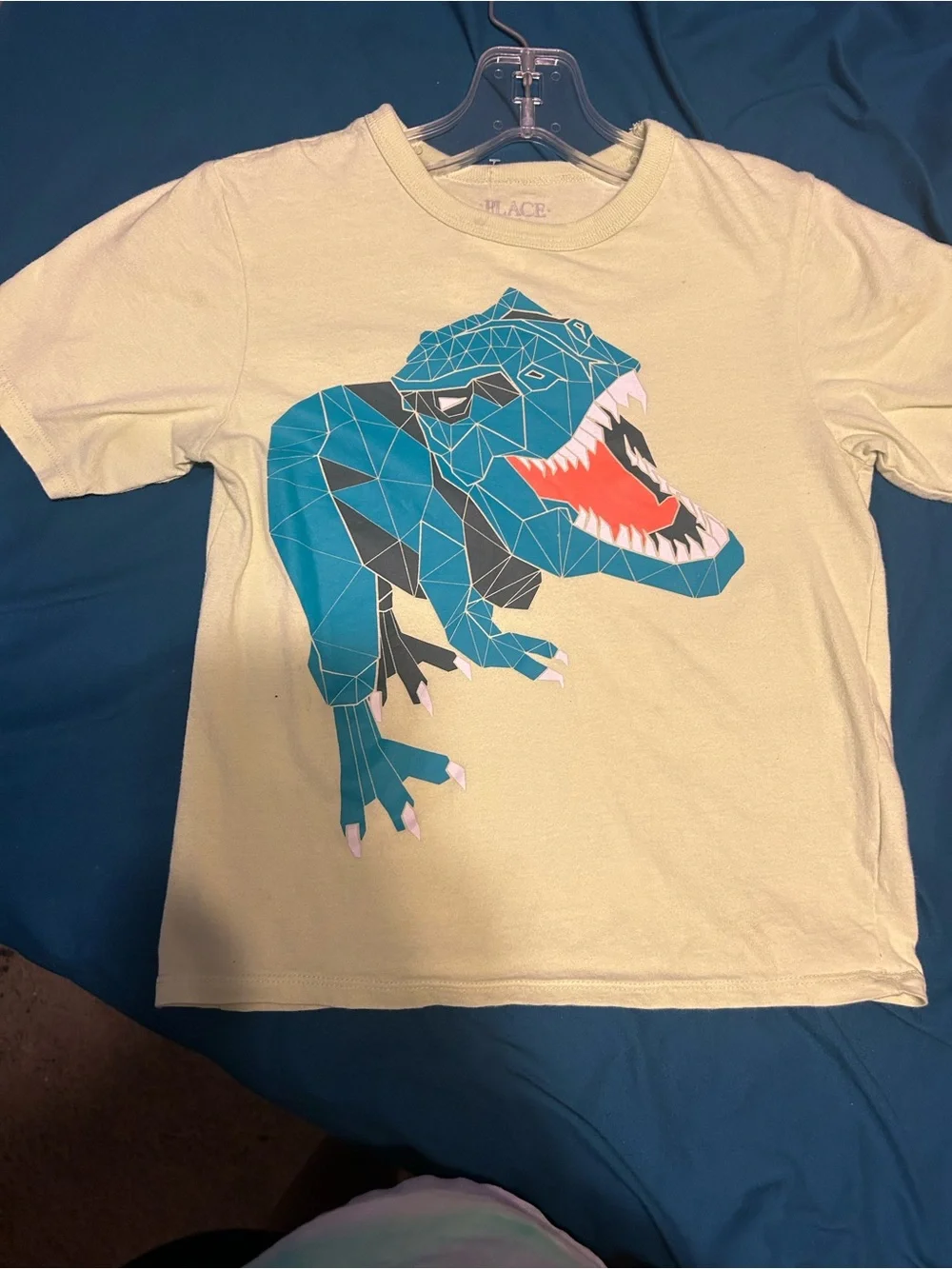 🌼2 for $5🌼 The Children's Place Lime Green Tee with Geometric Blue Dino